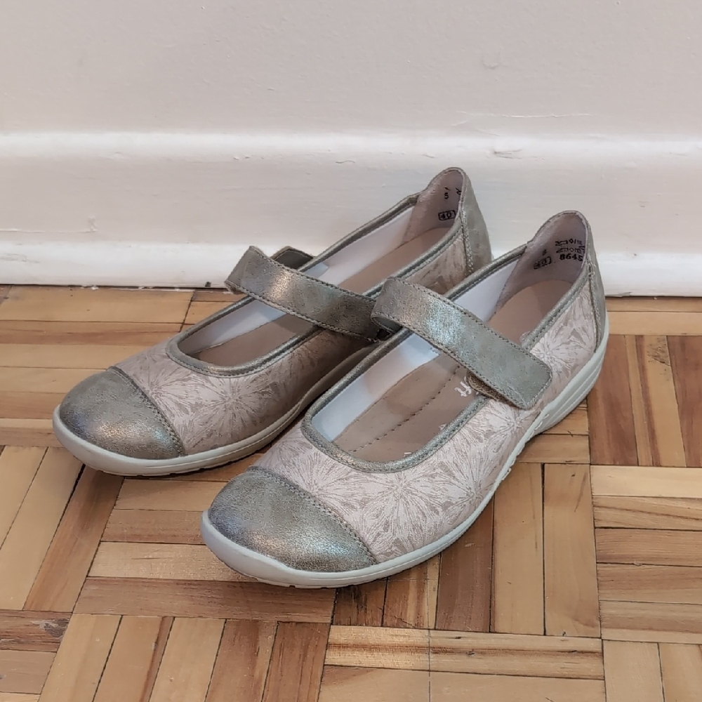 Remonte Mary-Jane Silver and Cream Shoes Size 40